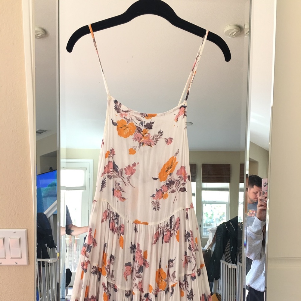 Free People | floral lace up slip dress